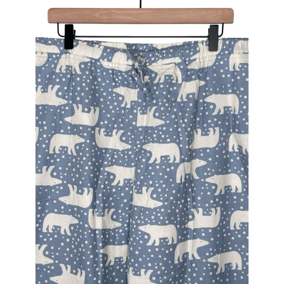 Hanna Andersson Unisex Holiday Polar Bear Flannel Pajama Pants XL Blue Snow - Picture 3 of 7